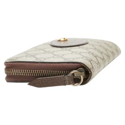 Pre-owned Gucci Gg Supreme Beige Brown Pvc Leather Coin Purse/coin Case ()