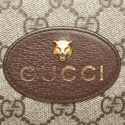 Pre-owned Gucci Gg Supreme Beige Brown Pvc Leather Coin Purse/coin Case ()