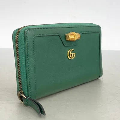 Pre-owned Gucci Green Leather Long Wallet (bi-fold) ()
