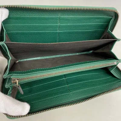 Pre-owned Gucci Green Leather Long Wallet (bi-fold) ()