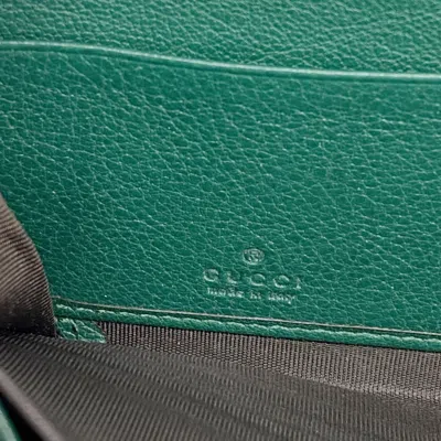 Pre-owned Gucci Green Leather Long Wallet (bi-fold) ()