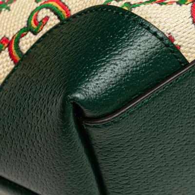 Pre-owned Gucci Ophidia Beige Green Multi-color Canvas Leather Tote Bag ()