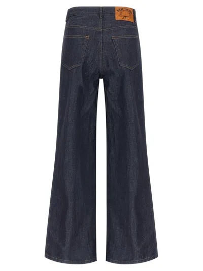 Apc Wide-leg Rigid Denim Jeans With Contrast Stitching In Blue