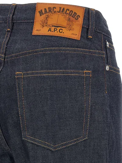 Apc Wide-leg Rigid Denim Jeans With Contrast Stitching In Blue