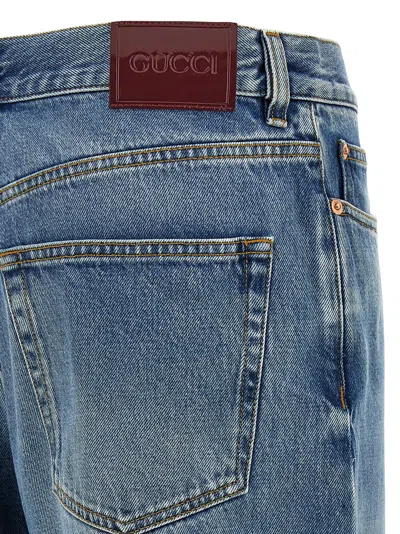 Gucci Light Blue Washed Denim Trousers In Blue