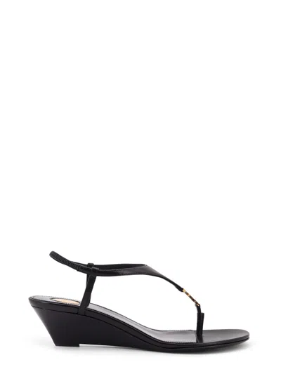 Saint Laurent Bridget 40 Rive Gauche Leather Sandals In Multi