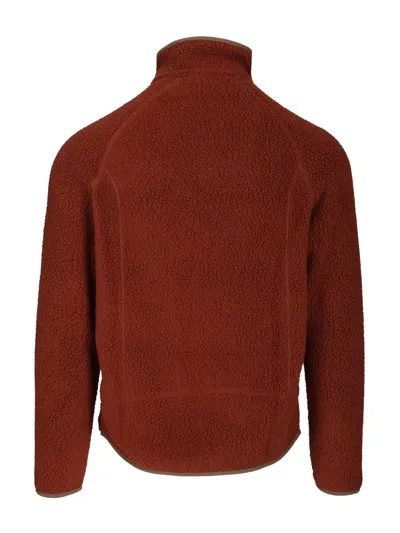 Patagonia Textured Plush Fleece Jacket With Full Zipper In Brown