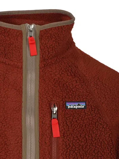 Patagonia Textured Plush Fleece Jacket With Full Zipper In Brown