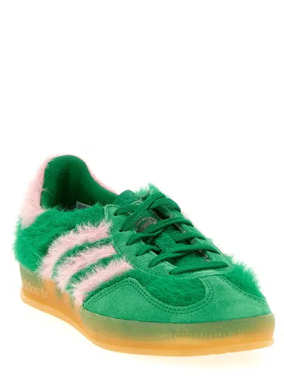 Adidas Originals Gazelle Indoor Suede-trimmed Brushed-knit Sneakers In Green