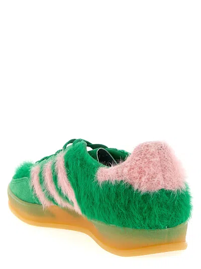 Adidas Originals Gazelle Indoor Suede-trimmed Brushed-knit Sneakers In Green