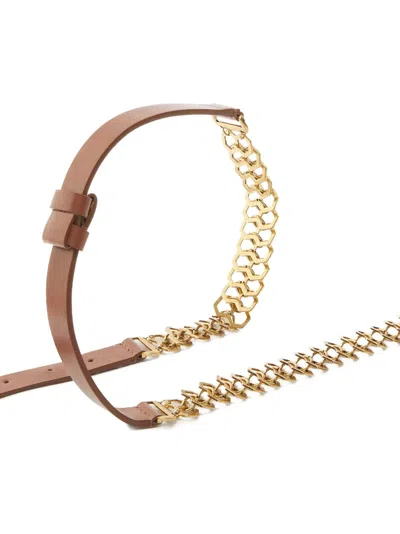 Pinko Chain Insert Belt Belts Brown In Multi