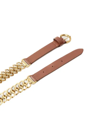 Pinko Chain Insert Belt Belts Brown In Multi