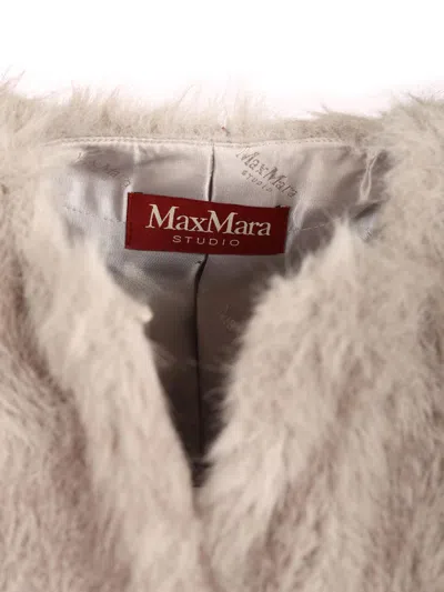 Max Mara Coat In Faux Fur Effect Fabric Coats Grey In Neutral