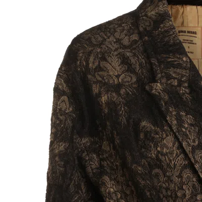 Uma Wang Floral Patterned Textured Coat Belted In Brown