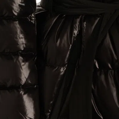 Mackage Long Hooded Quilted Down Jacket With Belt In Black
