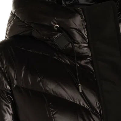 Mackage Long Hooded Quilted Down Jacket With Belt In Black