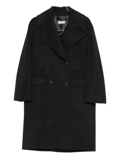 Alberto Biani Long Double-breasted Coat Pockets In Black