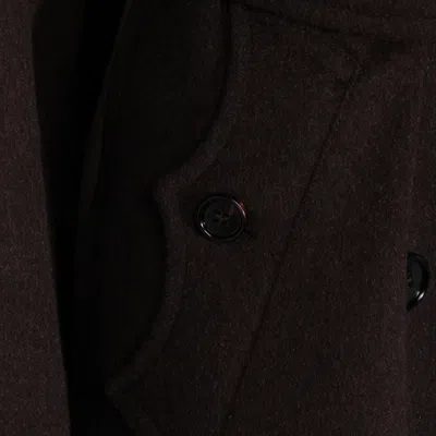 Burberry Cashmere Coat With Belted Waist And Epaulettes In Brown