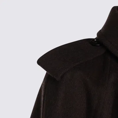 Burberry Cashmere Coat With Belted Waist And Epaulettes In Brown