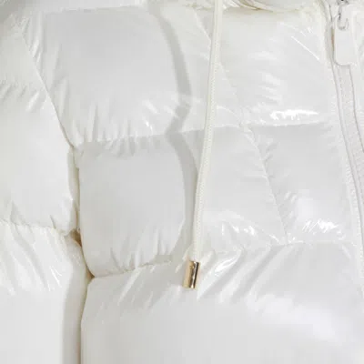 Pinko Quilted Coat Hood Drawstring Detail In White