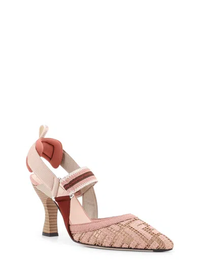 Fendi Colibri Ff Embroidered Slingback Pump In Pink