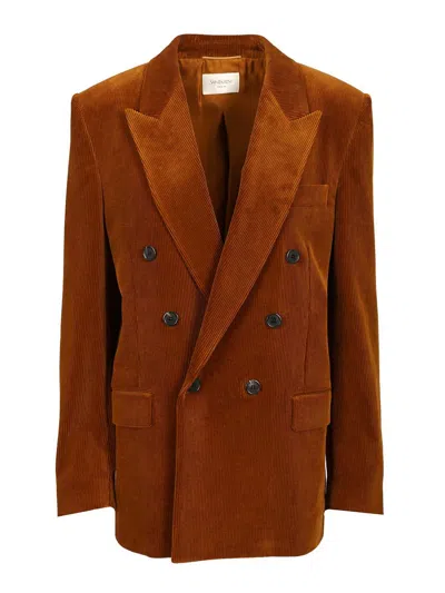 Saint Laurent Corduroy Jacket Jackets Brown In Brown