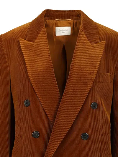 Saint Laurent Corduroy Jacket Jackets Brown In Brown