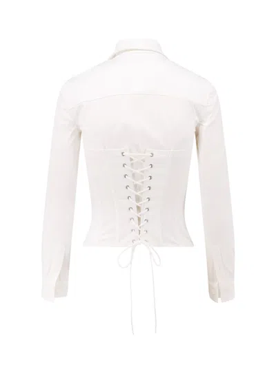 Balenciaga Long Sleeve Corset Shirt With Collared Design In White