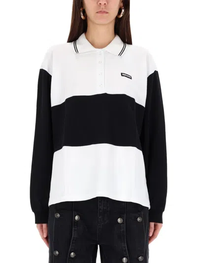Rotate Birger Christensen Cotton Pique Polo In Black