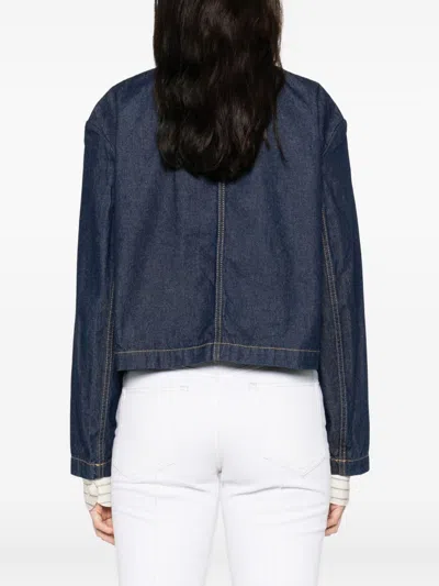 Maison Kitsuné Short Denim Jacket Chest Pocket In Blue