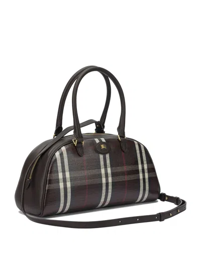 Burberry Structured Check Pattern Crossbody Bag In Brown