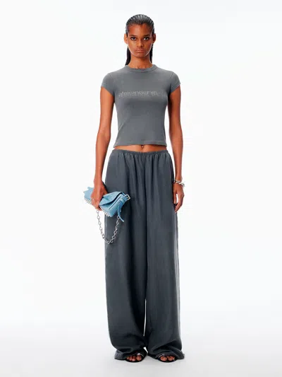 Alexander Wang Crystal Hotfix Logo Cotton Baby T-shirt Clothing In Gray