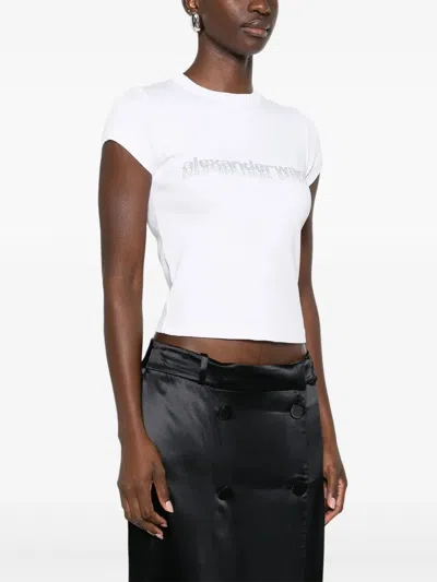 Alexander Wang Crystal Hotfix Logo Cotton Baby T-shirt Clothing In White