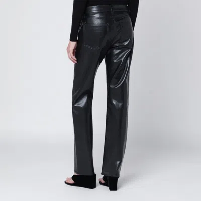 Agolde Faux Leather Trousers With Pockets And Loops In Brown
