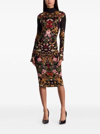 Alice And Olivia Delora Turtleneck Midi Dress Evermine In Multi