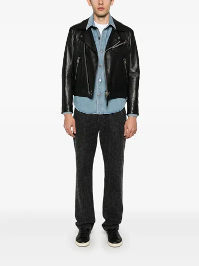 Tom Ford Washed Denim Shirt In Blue