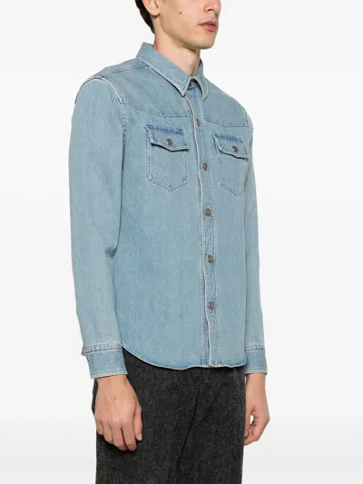 Tom Ford Washed Denim Shirt In Blue