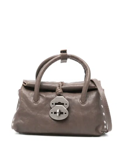 Zanellato Dotta Centauro Small Leather Handbag In Gray