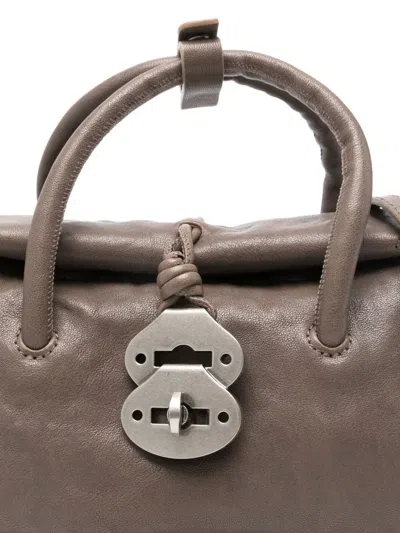 Zanellato Dotta Centauro Small Leather Handbag In Gray