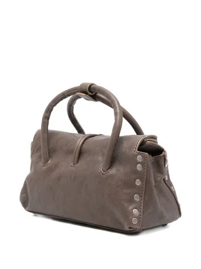 Zanellato Dotta Centauro Small Leather Handbag In Gray
