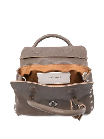 Zanellato Dotta Centauro Small Leather Handbag In Gray