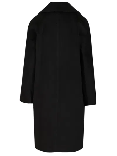Max Mara Double-breasted Coat Coats Black In Animal Print