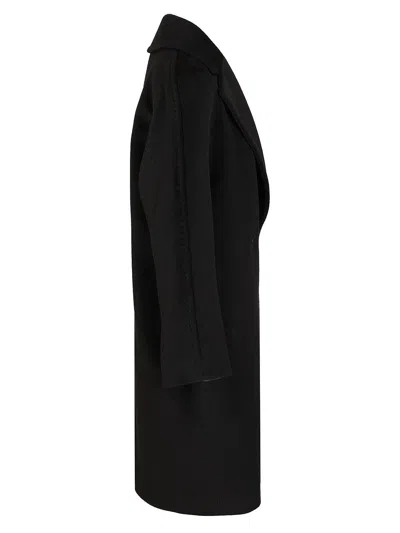 Max Mara Double-breasted Coat Coats Black In Animal Print