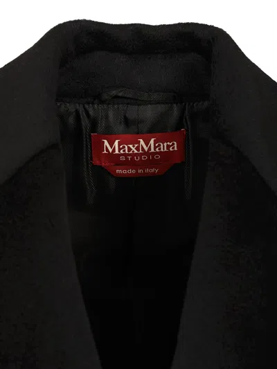 Max Mara Double-breasted Coat Coats Black In Animal Print