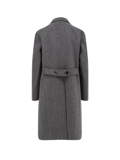 Tom Ford Mens Dark Grey Black Herringbone Double-breasted Wool Coat In Multi