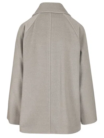 Max Mara Double-breasted Wool Pea Coat Coats Grey In Multi