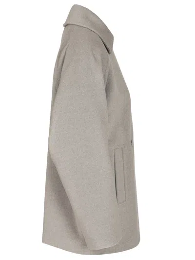 Max Mara Double-breasted Wool Pea Coat Coats Grey In Multi