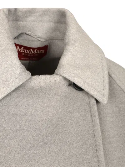 Max Mara Double-breasted Wool Pea Coat Coats Grey In Multi