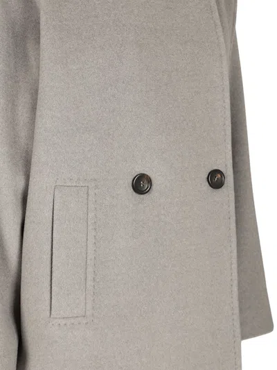 Max Mara Double-breasted Wool Pea Coat Coats Grey In Multi