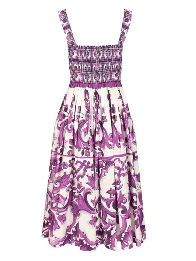 Dolce & Gabbana Dress With Maiolica Print Dresses Violet In Purple